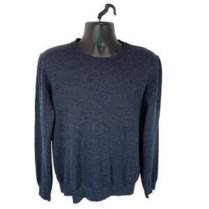 Versace Collection Merino Wool Crewneck Sweater Blue Metallic Size Large